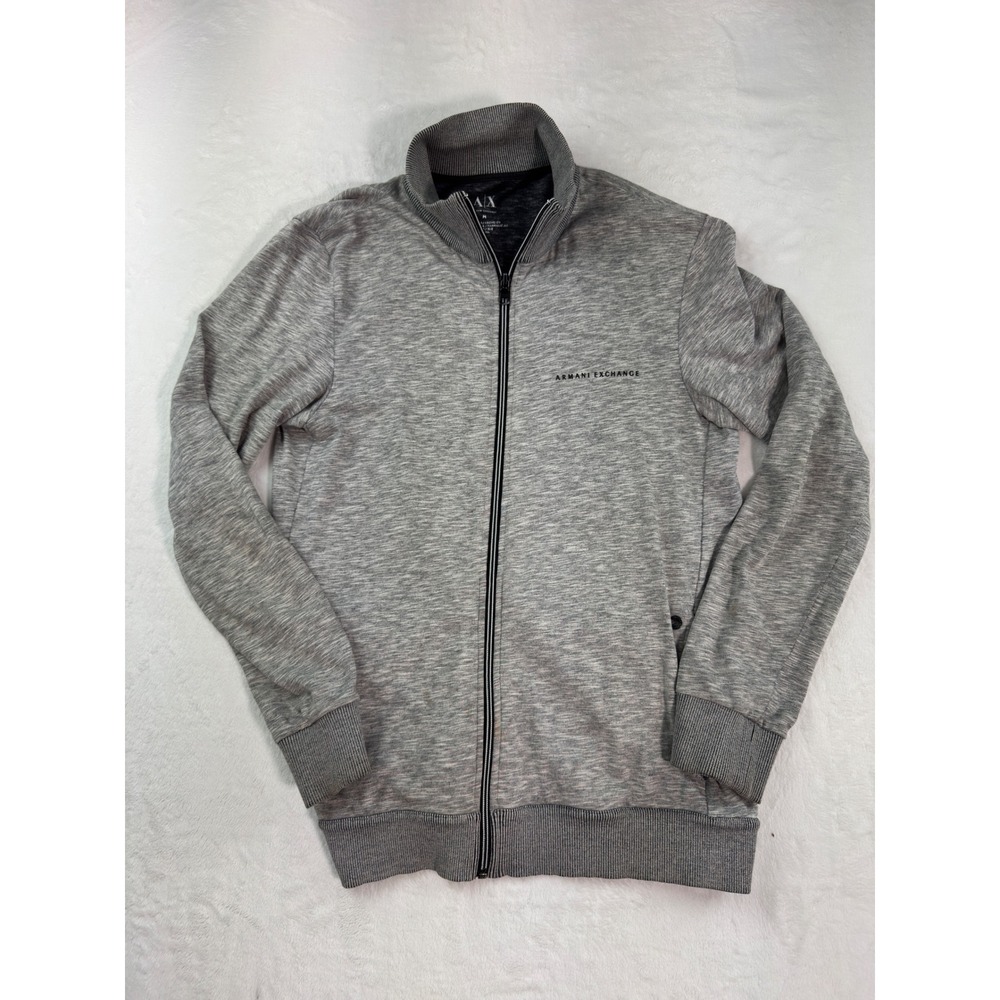 Armani Exchange Mens Gray Full Zip AX Logo Track Jacket Mock Neck Size M 2370